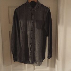 Denim charcoal button up shirt mens m